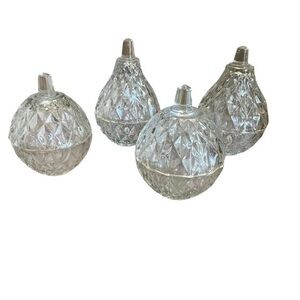 Vintage Italian Pressed Glass Clear Trinket Boxes - Apples and Pears
